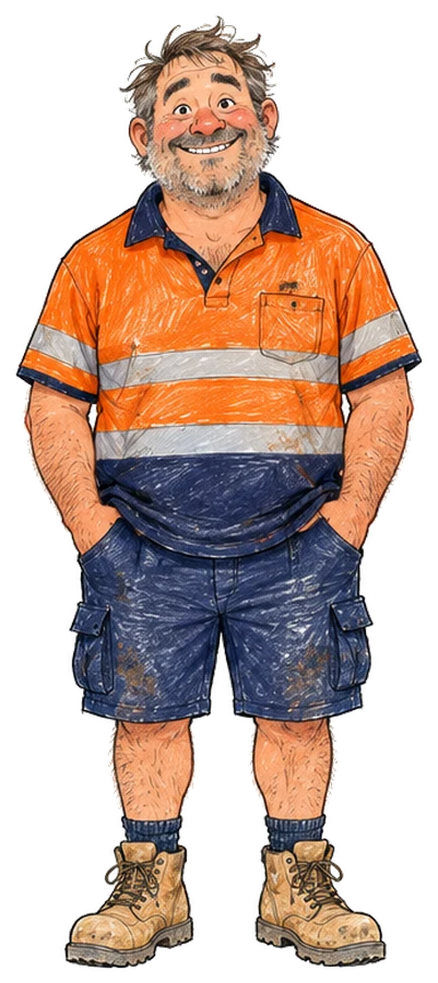 Dave in his hi-vis polo, thumbs in his pockets